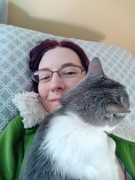 Jasper snuggling with me